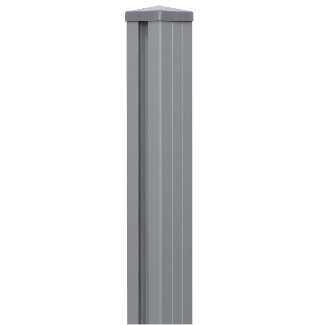 Pfosten Steckzaun Aluminium silbergrau 7 x 7 x 300 cm