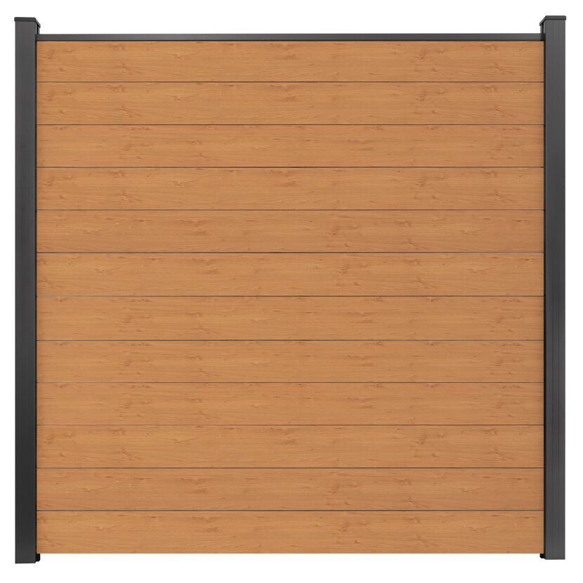 Steckzaun 'BasicLine' schmal Stecksystem Eichefarben/natur 180 x 180 cm