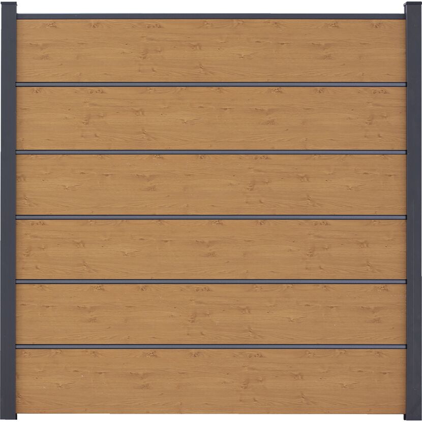 Steckzaun 'BasicLine Premium' Stecksystem Eichefarben/natur 180 x 180 cm