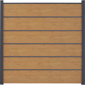 Steckzaun 'BasicLine Premium' Stecksystem Eichefarben/natur 180 x 180 cm