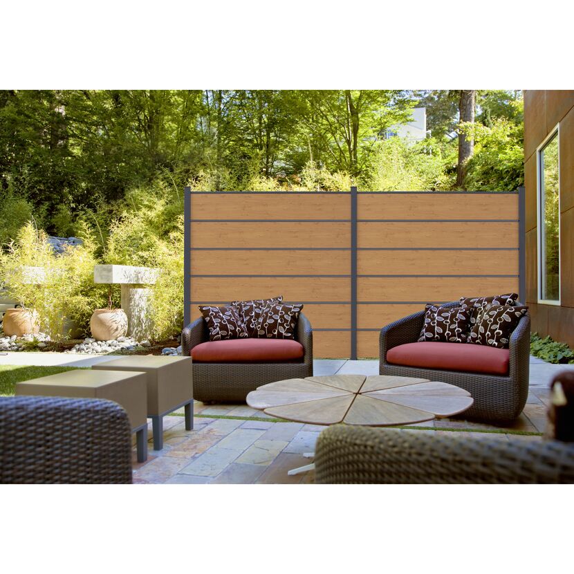 Steckzaun 'BasicLine Premium' Stecksystem Eichefarben/natur 180 x 180 cm