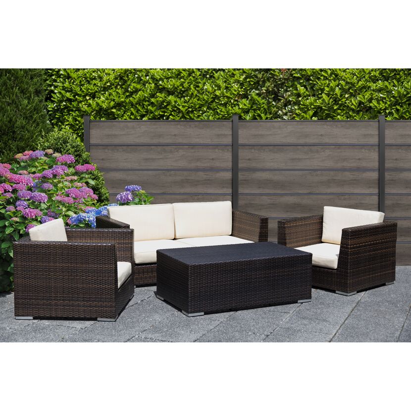 Steckzaun 'BasicLine Premium' Stecksystem Eichefarben dunkel 180 x 180 cm