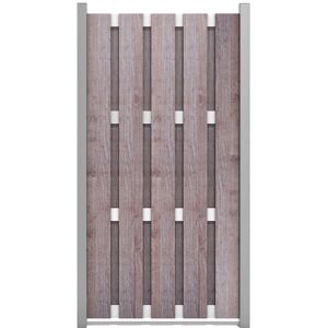 Fertigzaun 'Premo' Holzoptik HPL mit Aluminium-Querriegeln silber 90 x 180 cm