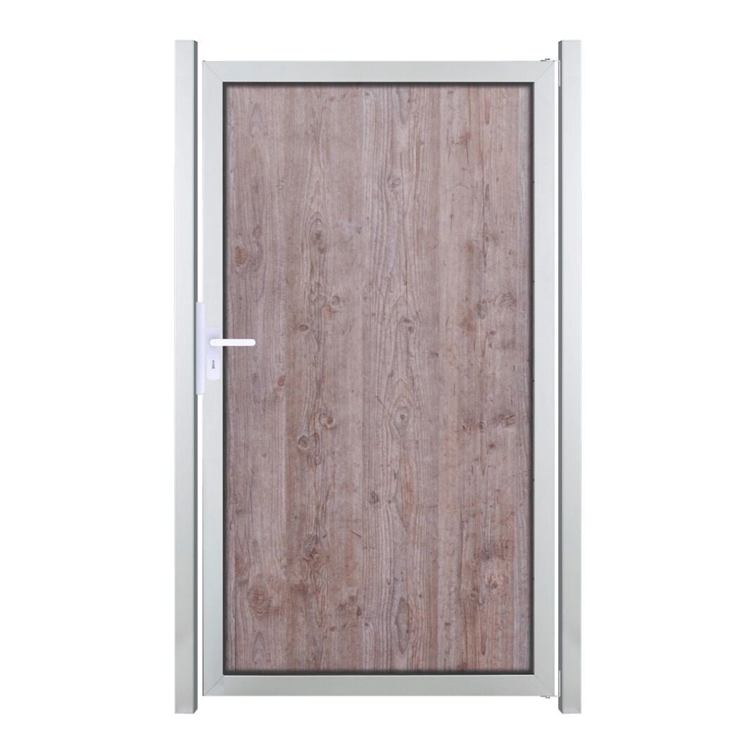 Einzeltor 'Premo' Universal DIN Holzoptik/silber 100 x 180 cm