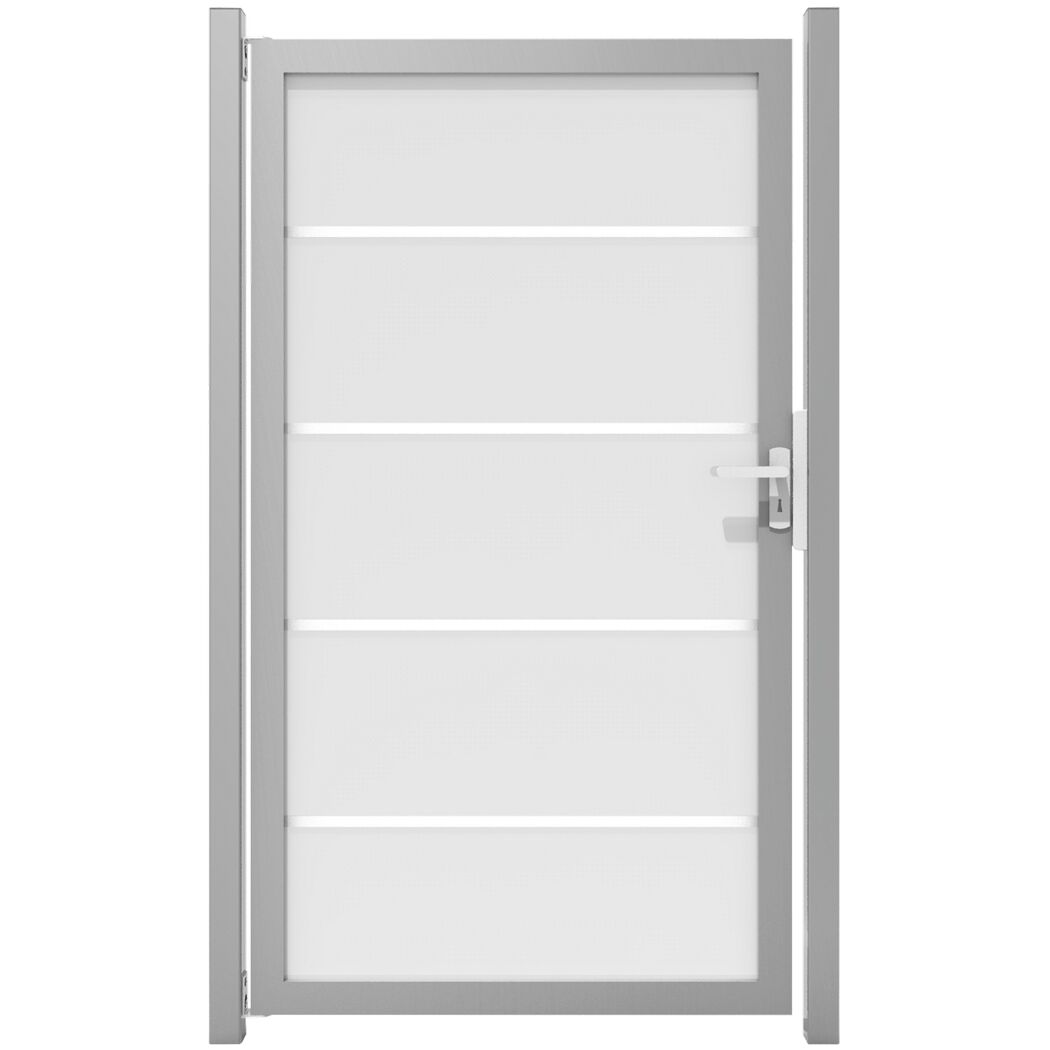 Einzeltor 'Ambiente' DIN links Streifen/silber 100 x 180 cm
