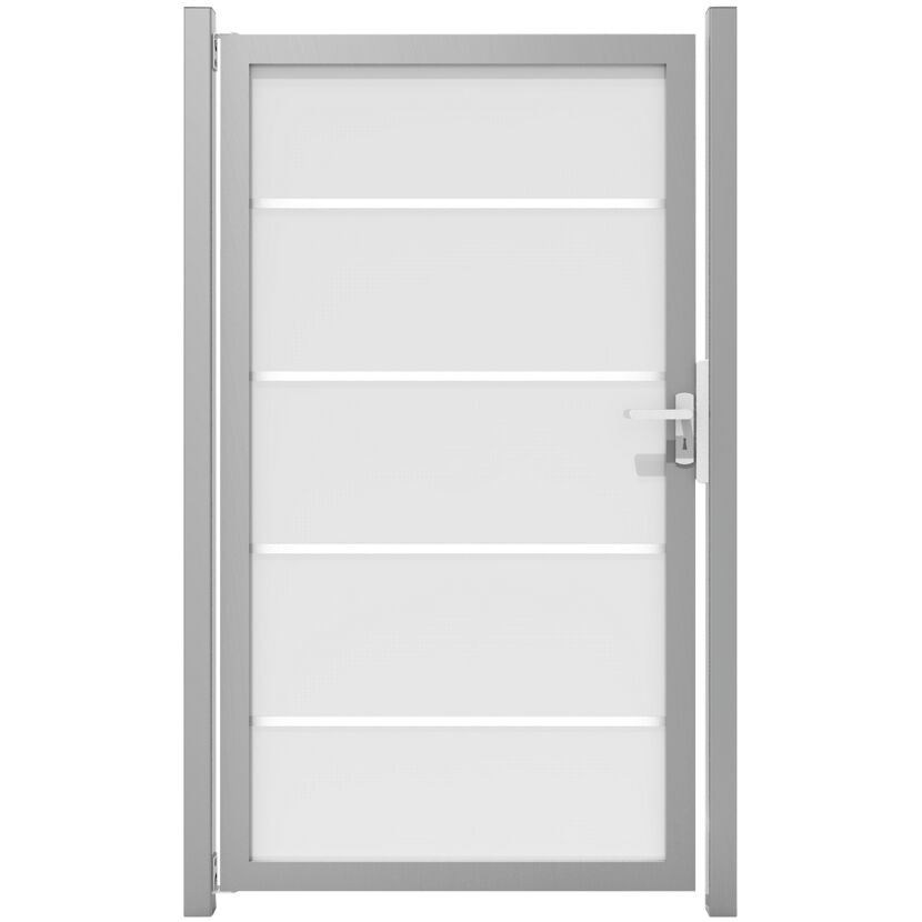 Einzeltor 'Ambiente' DIN links Streifen/silber 100 x 180 cm