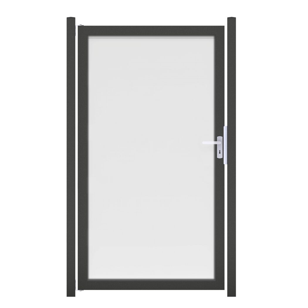 Einzeltor 'Ambiente' DIN links satiniert/anthrazit 100 x 180 cm
