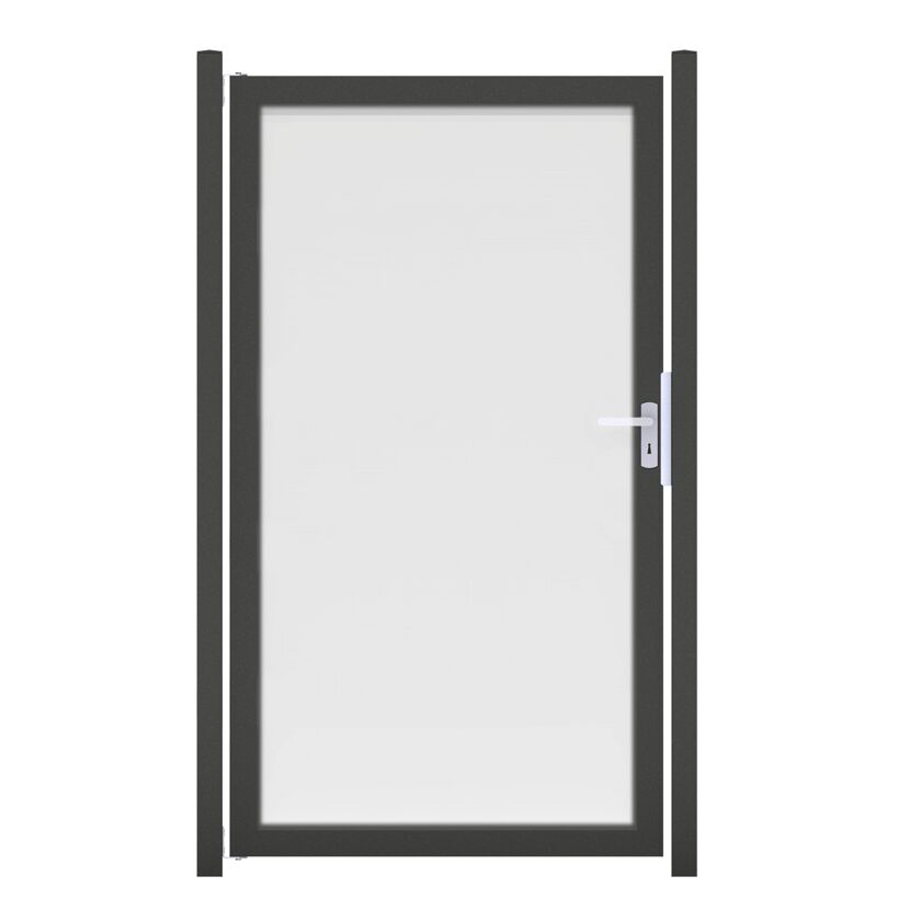 Einzeltor 'Ambiente' DIN links satiniert/anthrazit 100 x 180 cm