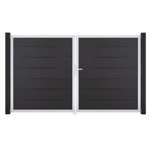 Doppeltor 'Solid Grande' BPC/Aluminium DIN rechts anthrazitgrau/silber 300 x 180 cm