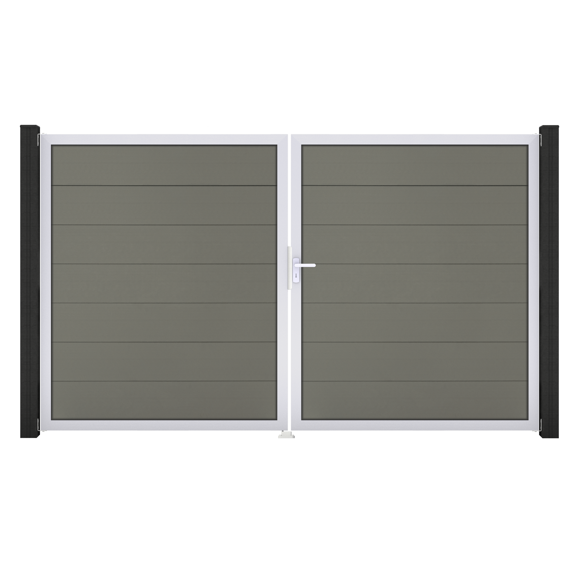 Doppeltor 'Solid Grande' BPC/Aluminium DIN rechts grau/silber 300 x 180 cm