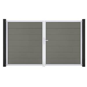 Doppeltor 'Solid Grande' BPC/Aluminium DIN rechts grau/silber 300 x 180 cm