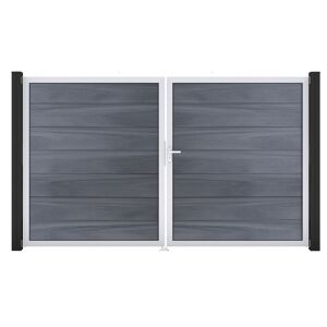 Doppeltor 'Solid Grande' BPC/Aluminium DIN rechts steingrau/silber 300 x 180 cm