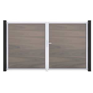 Doppeltor 'Solid Grande' BPC/Aluminium DIN rechts braun/grau/silber 300 x 180 cm