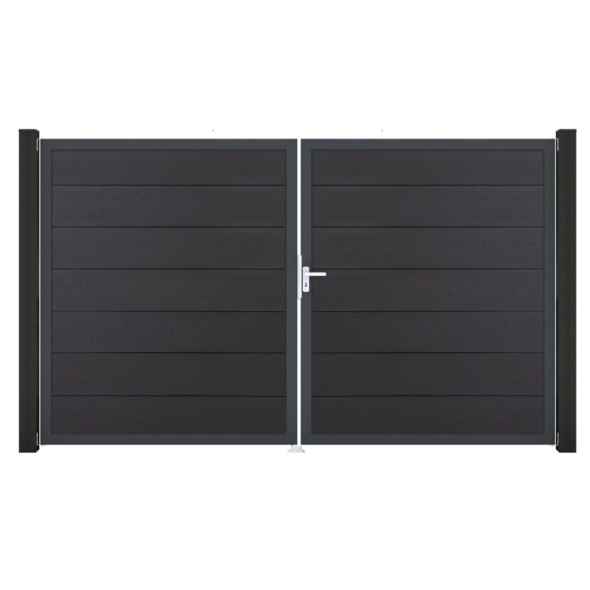 Doppeltor 'Solid Grande' BPC/Aluminium DIN rechts anthrazitgrau/anthrazit 300 x 180 cm