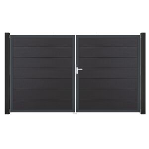 Doppeltor 'Solid Grande' BPC/Aluminium DIN rechts anthrazitgrau/anthrazit 300 x 180 cm