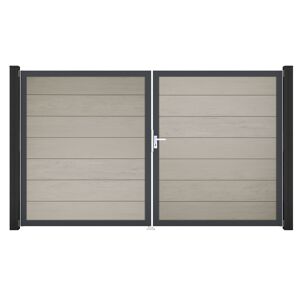 Doppeltor 'Solid Grande' BPC/Aluminium DIN rechts sandfarben/anthrazit 300 x 180 cm