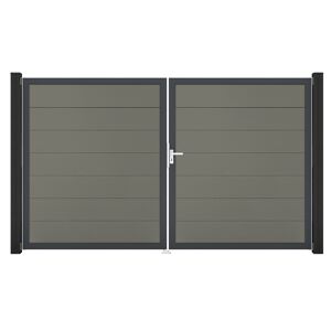 Doppeltor 'Solid Grande' BPC/Aluminium DIN rechts grau/anthrazit 300 x 180 cm