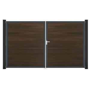 Doppeltor 'Solid Grande' BPC/Aluminium DIN rechts Walnussfarben/anthrazit 300 x 180 cm