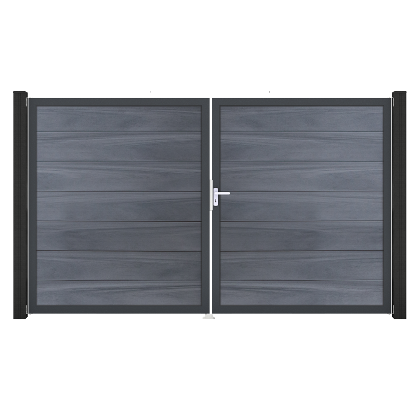 Doppeltor 'Solid Grande' BPC/Aluminium DIN rechts steingrau/anthrazit 300 x 180 cm