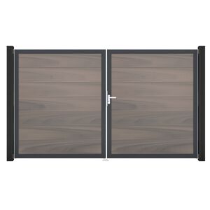Doppeltor 'Solid Grande' BPC/Aluminium DIN rechts braun/grau/silber/anthrazit 300 x 180 cm