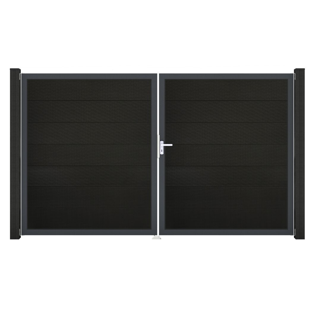 Doppeltor 'Solid Grande' BPC/Aluminium DIN rechts anthrazitgrau/anthrazit 300 x 180 cm