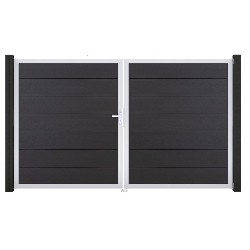 Doppeltor 'Solid Grande' BPC/Aluminium DIN links anthrazitgrau/silber 300 x 180 cm