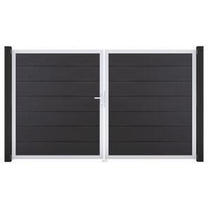 Doppeltor 'Solid Grande' DIN links anthrazitgrau/silber 300 x 180 cm