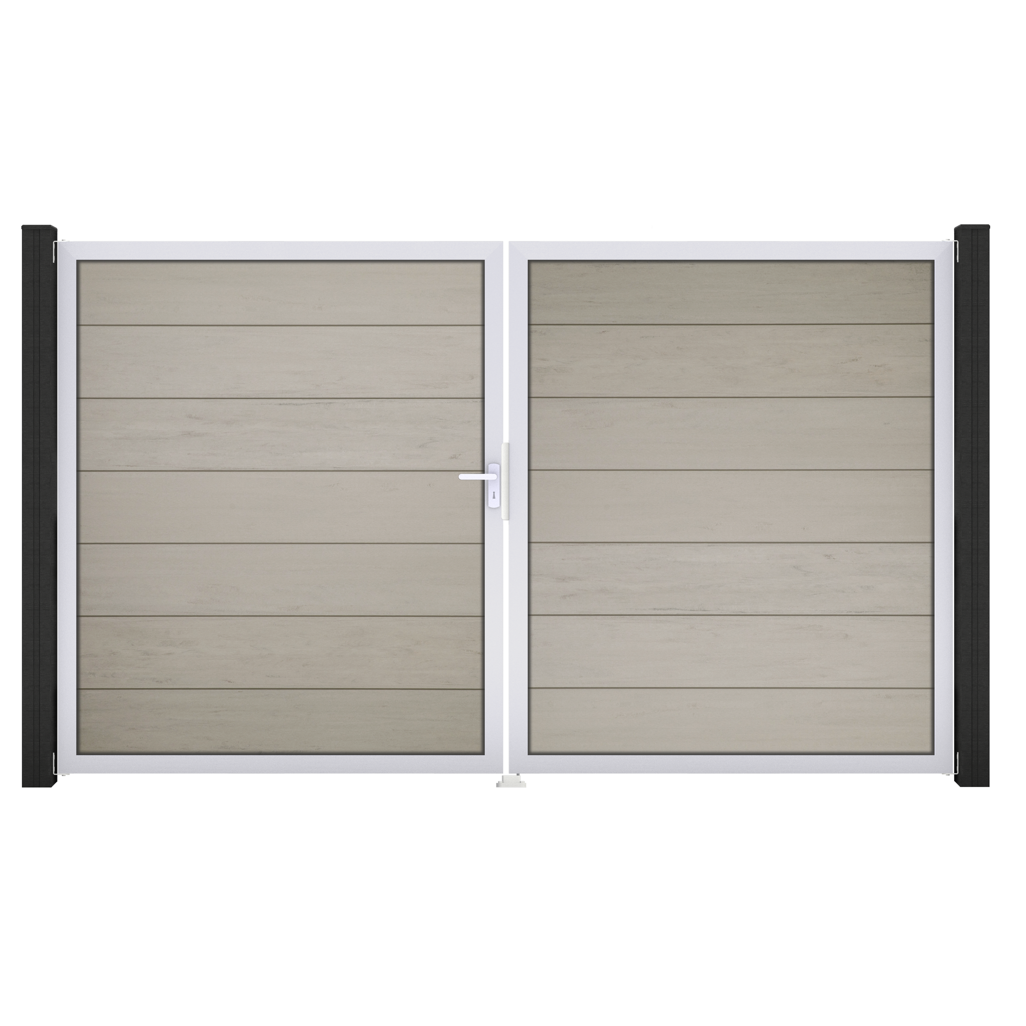 Doppeltor 'Solid Grande' BPC/Aluminium DIN links sandfarben/silber 300 x 180 cm