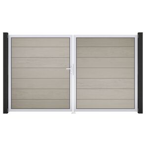Doppeltor 'Solid Grande' BPC/Aluminium DIN links sandfarben/silber 300 x 180 cm