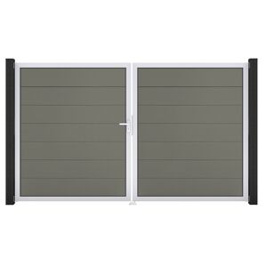 Doppeltor 'Solid Grande' BPC/Aluminium DIN links grau/silber 300 x 180 cm