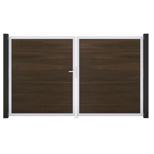 Doppeltor 'Solid Grande' BPC/Aluminium DIN links walnussfarben/silber 300 x 180 cm