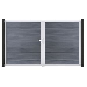 Doppeltor 'Solid Grande' BPC/Aluminium DIN links steingrau/silber 300 x 180 cm