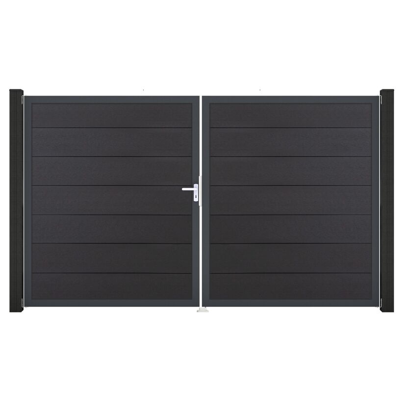 Doppeltor 'Solid Grande' BPC/Aluminium DIN links anthrazitgrau/anthrazit 300 x 180 cm