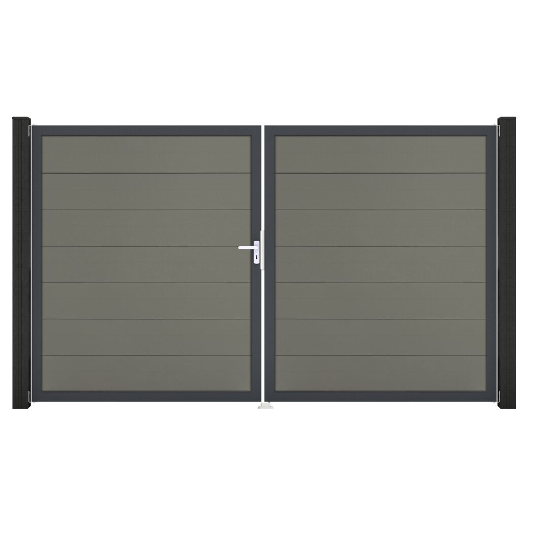 Doppeltor 'Solid Grande' BPC/Aluminium DIN links grau/anthrazit 300 x 180 cm