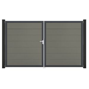 Doppeltor 'Solid Grande' BPC/Aluminium DIN links grau/anthrazit 300 x 180 cm