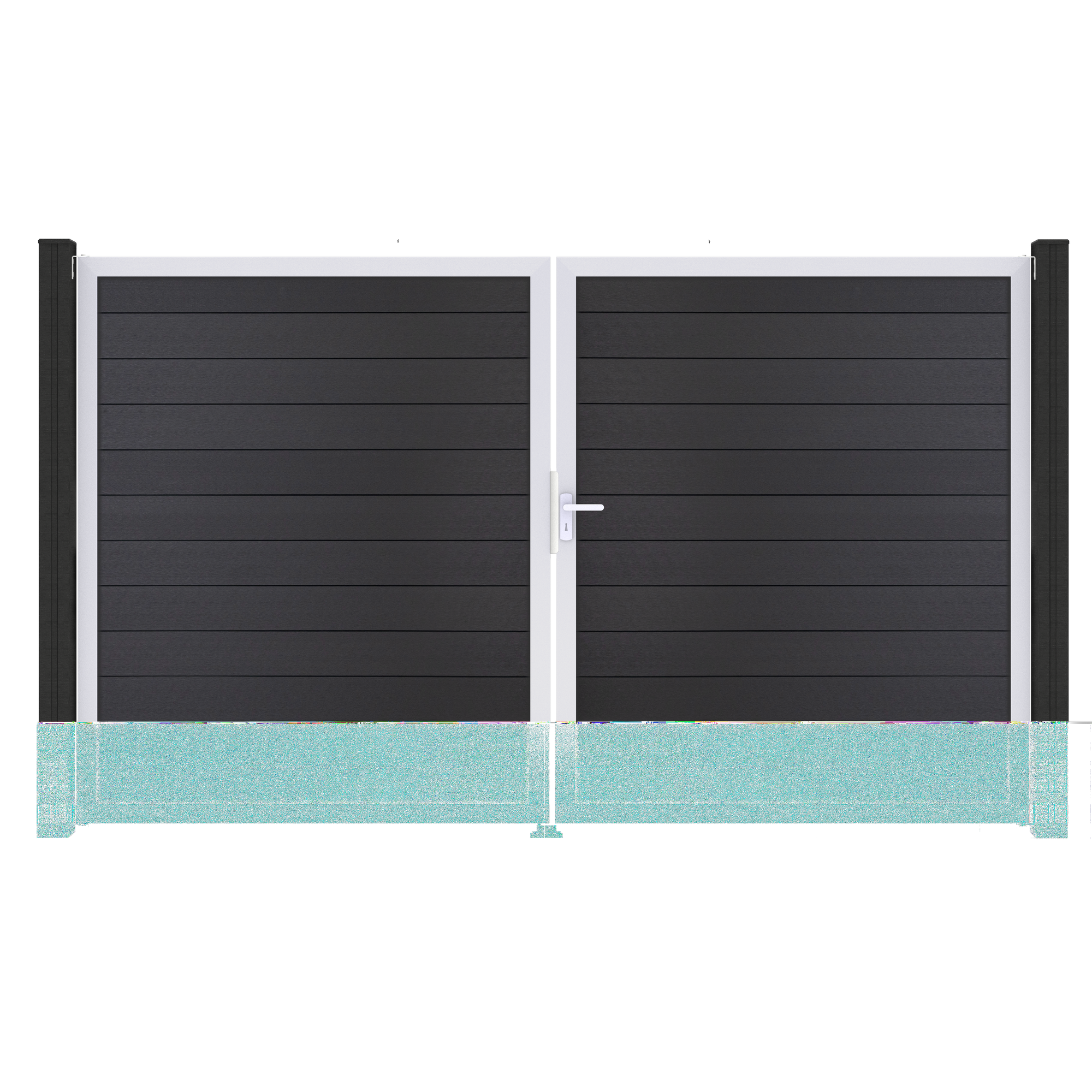 Doppeltor 'Solid' BPC/Aluminium DIN rechts anthrazitgrau/silber 300 x 180 cm