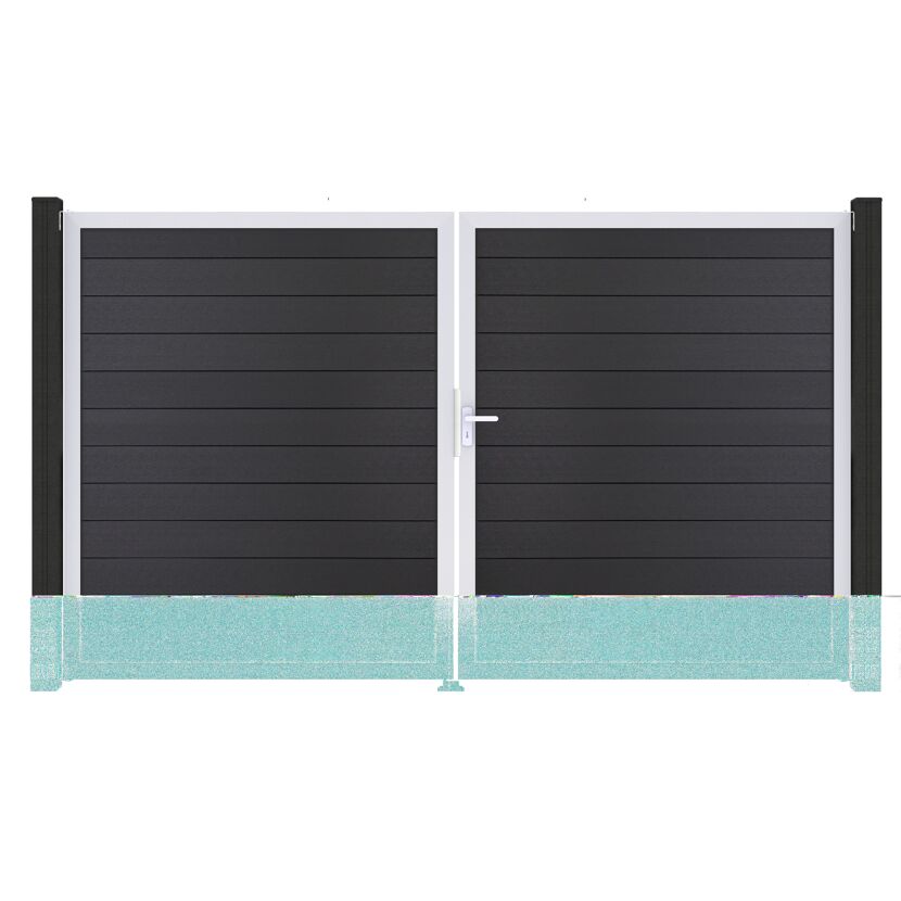 Doppeltor 'Solid' BPC/Aluminium DIN rechts anthrazitgrau/silber 300 x 180 cm