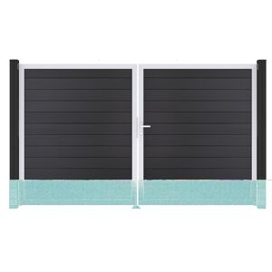 Doppeltor 'Solid' BPC/Aluminium DIN rechts anthrazitgrau/silber 300 x 180 cm