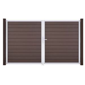 Doppeltor 'Solid' BPC/Aluminium DIN rechts braun/silber 300 x 180 cm