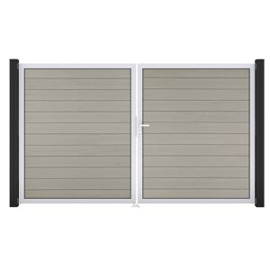 Doppeltor 'Solid' BPC/Aluminium DIN rechts sandfarben/silber 300 x 180 cm