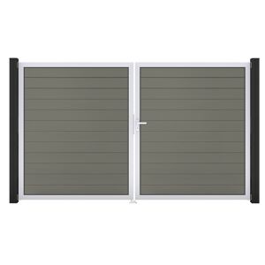 Doppeltor 'Solid' BPC/Aluminium DIN rechts grau/silber 300 x 180 cm
