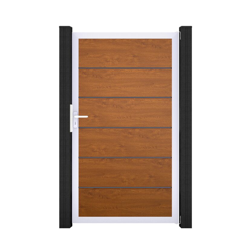 Einzeltor 'BasicLine Premium' Universal DIN Eichefarben dunkel/silber 100 x 180 cm