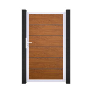 Einzeltor 'BasicLine Premium' Universal DIN Eichefarben dunkel/silber 100 x 180 cm