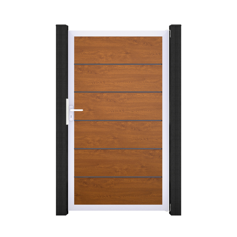 Einzeltor 'BasicLine Premium' Universal DIN Eichefarben dunkel/silber 100 x 180 cm
