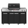 Schwarzer Gasgrill mit sechs Drehreglern