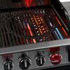 Gasgrill mit blauen und roten Flammen.