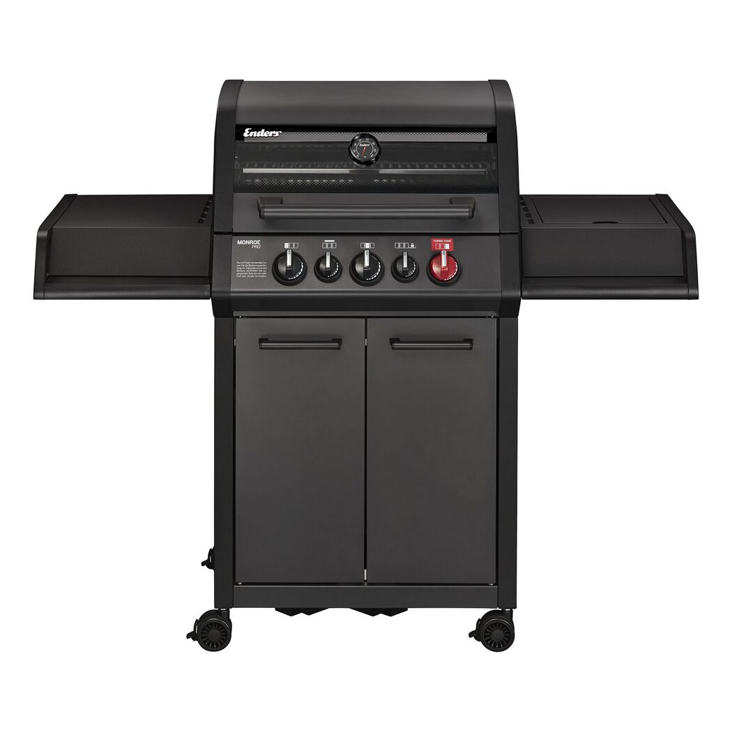 Gasgrill mit vier Brennern und Seitenablagen