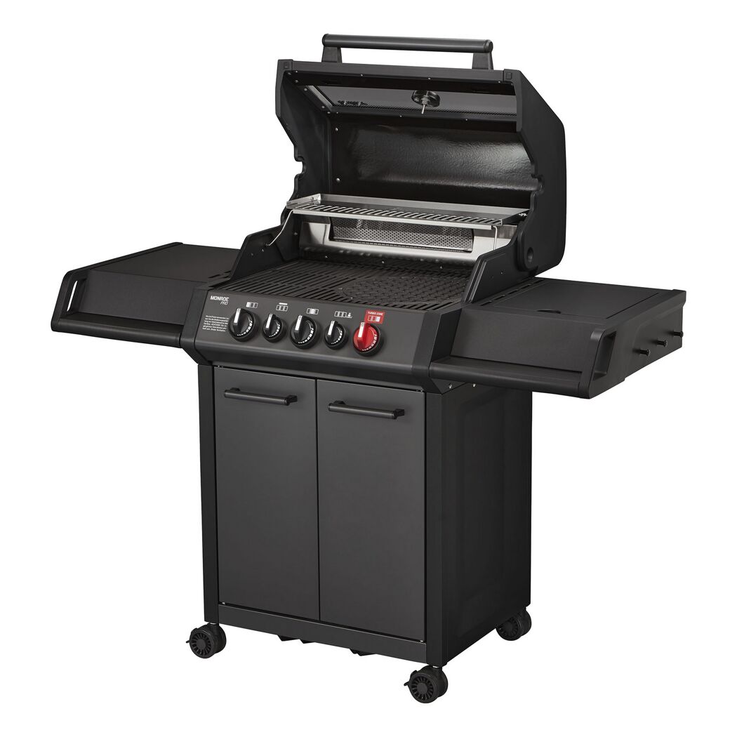 Gasgrill mit offenem Deckel