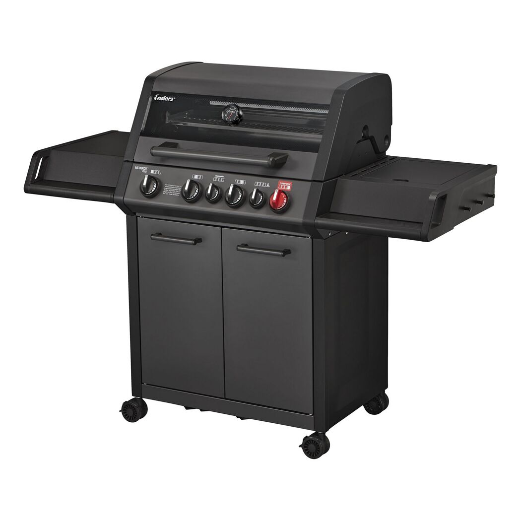 Gasgrill 'Monroe Pro4SIK Turbo Shadow' schwarz 153,5 x 118,5 x 58 cm
