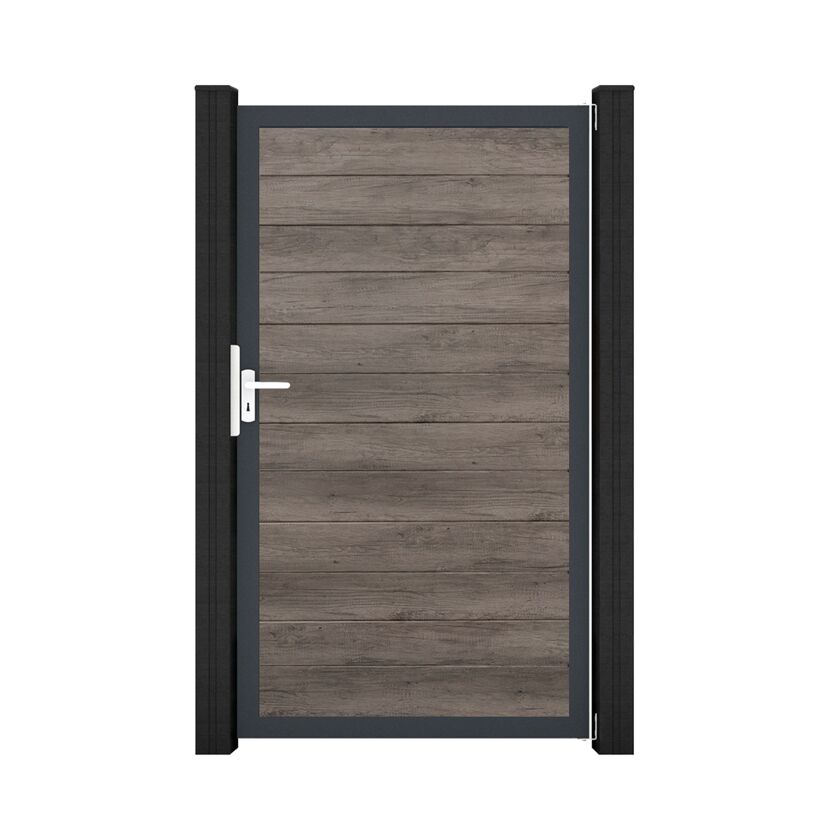 Einzeltor 'BasicLine' Universal DIN dark oak/anthrazit 100 x 180 cm